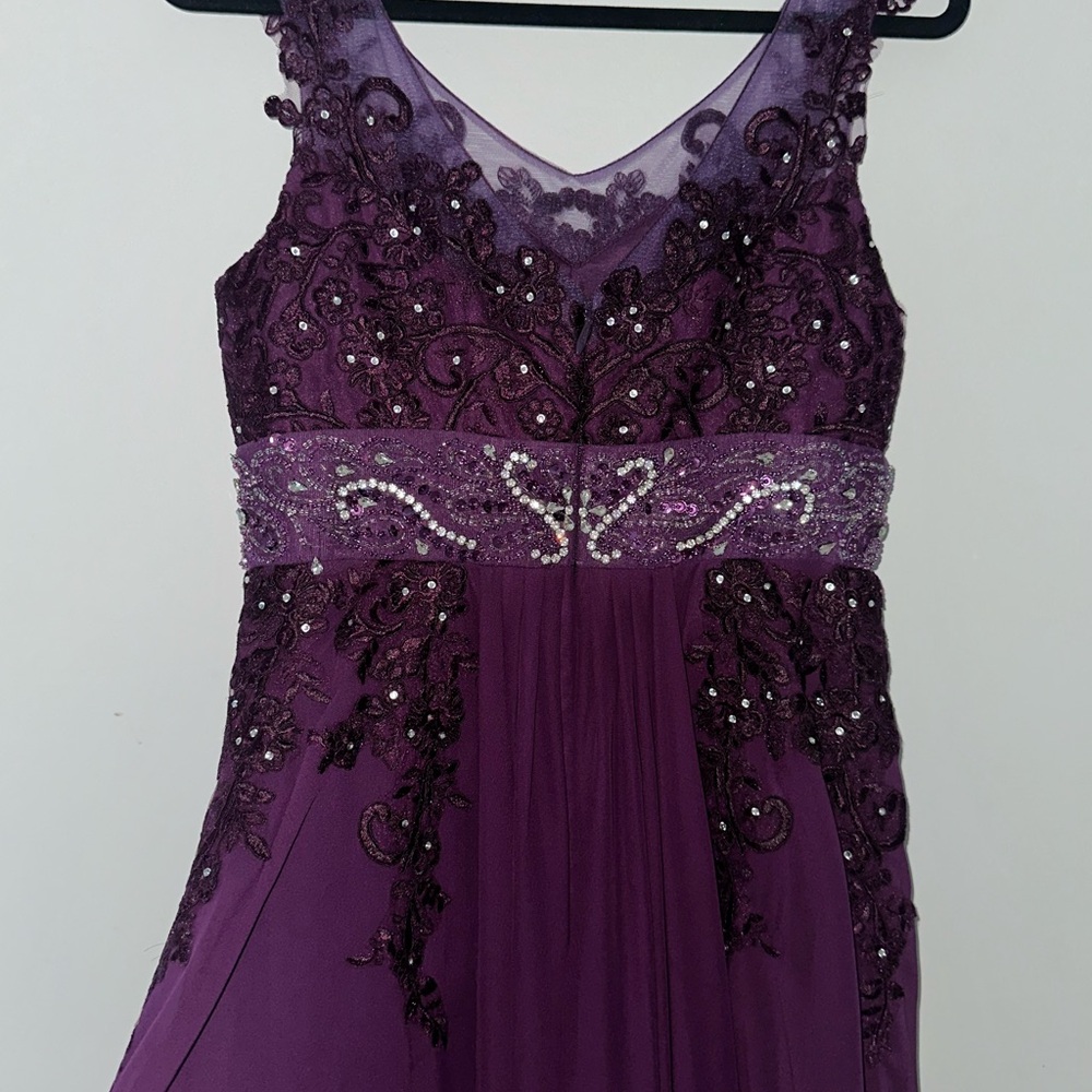 JJs House Deep Purple Grape Maxi Chiffon Dress Evening Gown size 8 - Picture 5 of 10